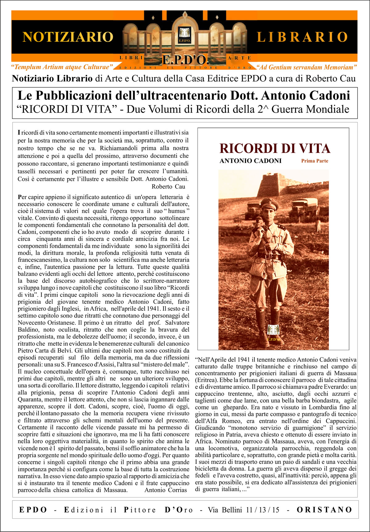 Notiziario Librairio EPDO - Antonio Cadoni